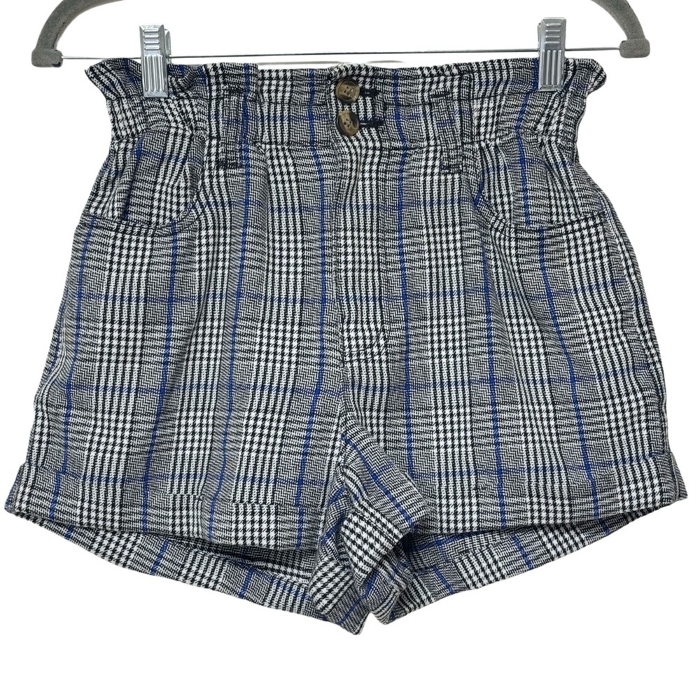 {American Eagle} Academia Plaid Elastic Waist Rolled Hem Stretch Dress Shorts